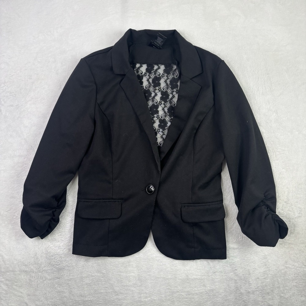 Y2K Fredrick's of Hollywood Black Lace Floral Blazer Suit Jacket Women's LG